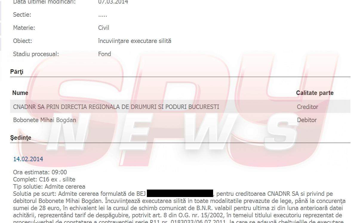 Mihai Bobonete, executat silit de Compania Naţională de Autostrăzi! Vezi pentru ce sumă a fost dat în judecată!