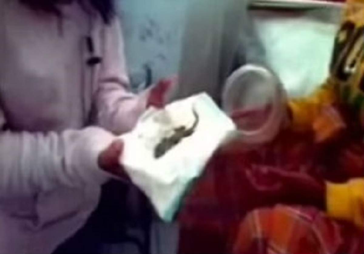 VIDEO Caz ŞOCANT! După opt luni de sarcină, o femeie a dat naştere unei şopârle