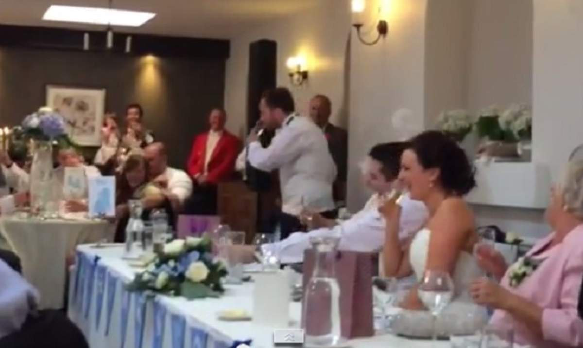 VIDEO / Cel mai haios moment! Ce a făcut prietenul mirelui i-a făcut pe nuntaşi să râdă cu lacrimi