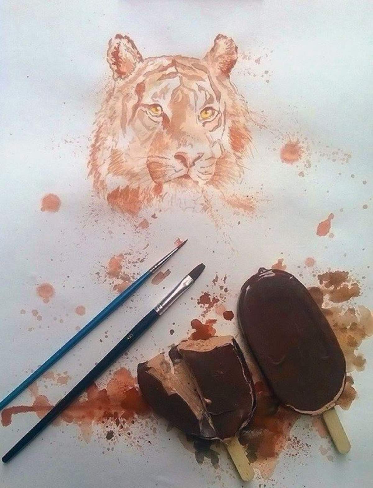 FOTO / Le mănânci cu privirea! Un artist pictează cu îngheţată topită