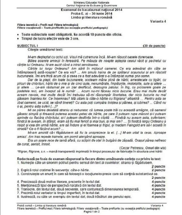 S-au afişat subiectele la proba de română de la Bacalaureat! Poezia le-a dat din nou bătăi de cap