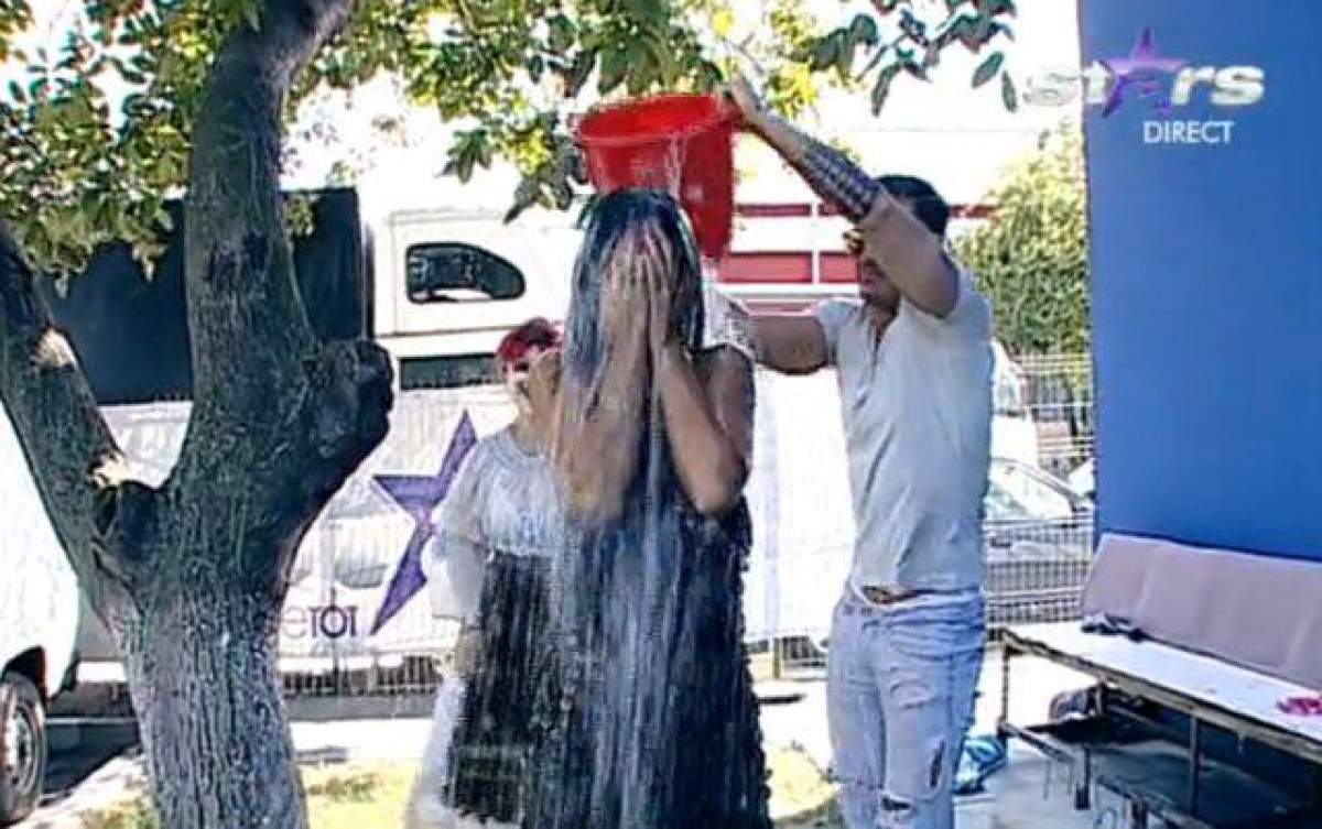 VIDEO / Renata a acceptat provocarea ”Ice Bucket”! Bogdan Vlădău a udat-o în direct