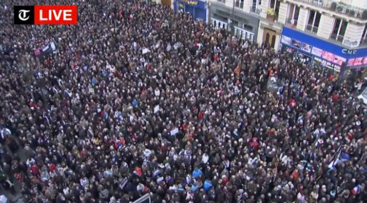 VIDEO / MARŞ ISTORIC - Paris! Peste 1 milion de oameni aduc un omagiu victimelor atentatelor din Franţa