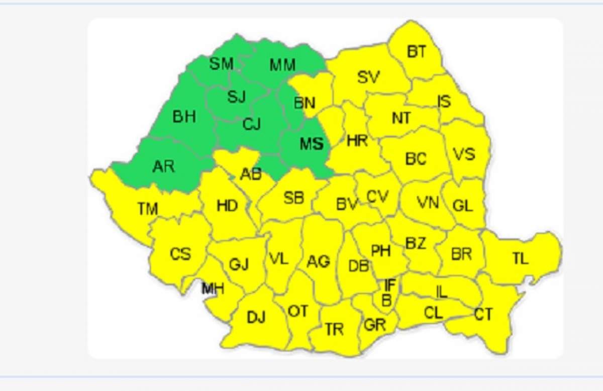 IARNĂ în TOATĂ REGULA: COD GALBEN de NINSORI în aproape toată ŢARA