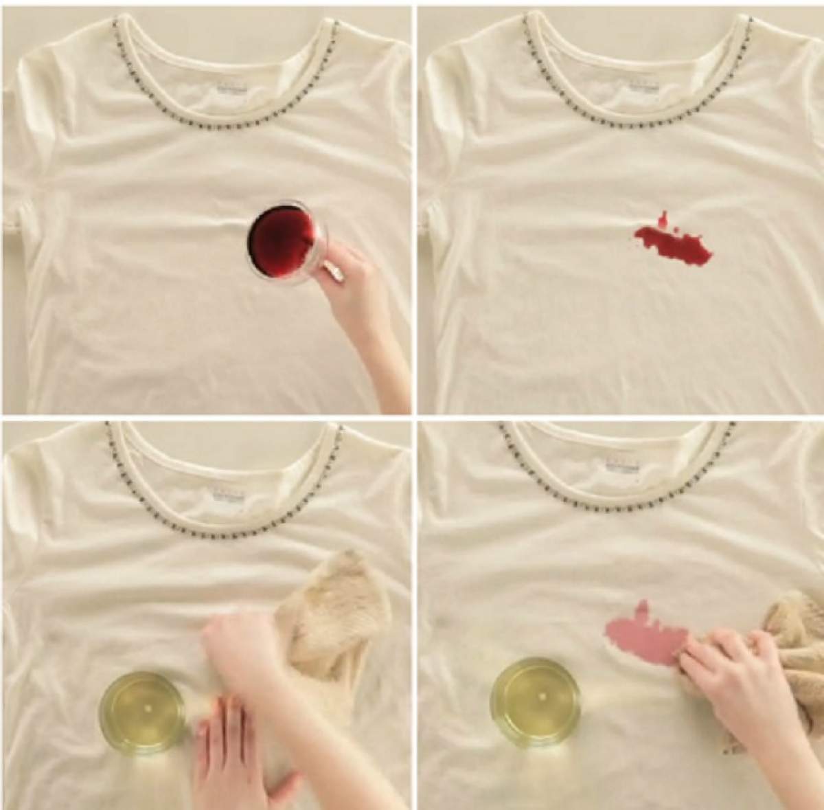 VIDEO / ÎNTREBAREA ZILEI: Cum scapi de petele de vin pe care le scapi pe haine? Trucul genial care îți salvează sărbătorile