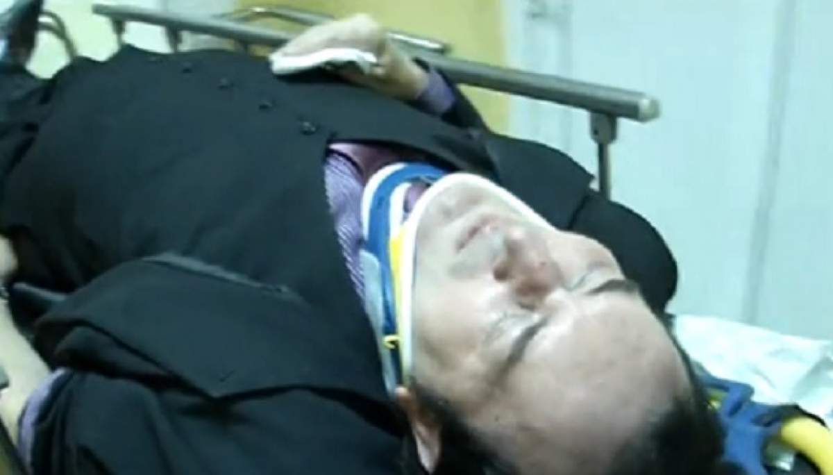 VIDEO / IMAGINI TULBURĂTOARE cu Miron Cozma, pe targă, la spital, după ce a fost implicat într-un accident rutier