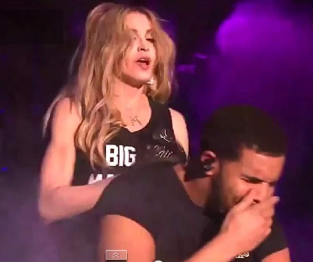 VIDEO / Madonna l-a sărutat cu forţa pe Drake! Cântăreţul a rămas total dezgustat în faţa publicului