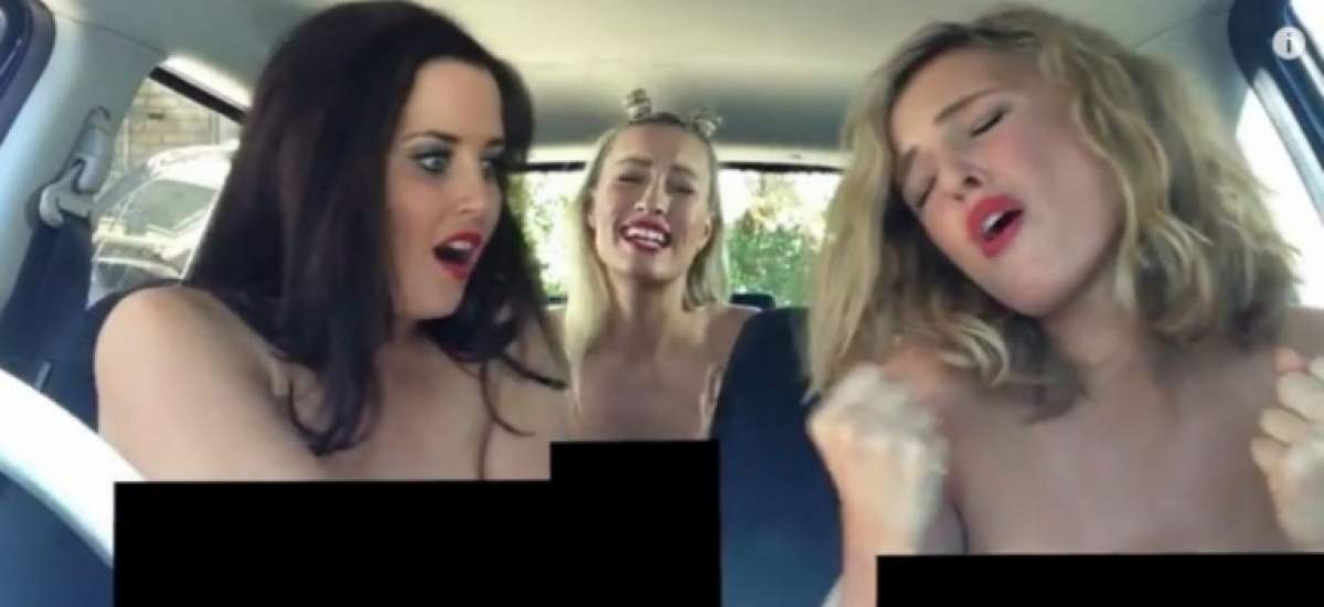 VIDEO / Trei tinere GOALE s-au filmat în maşină! Cum se ating domnişoarele