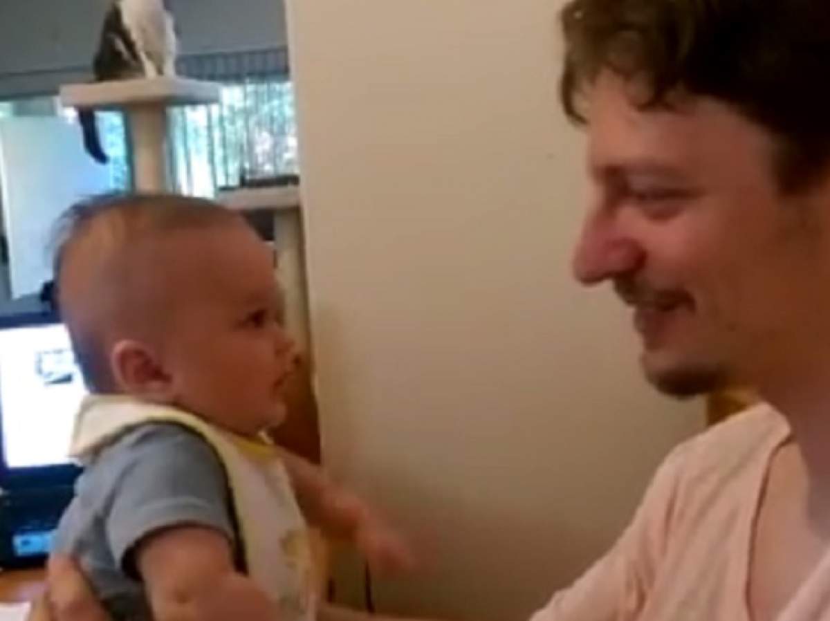 VIDEO VIRAL / Un bebeluş îi spune "TE IUBESC" tatălui, la trei luni! Momentul este, pur şi simplu, copleşitor