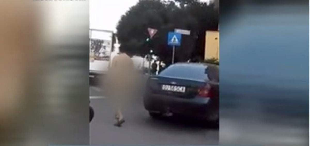 Scene halucinante în Târgu Jiu! Un bărbat gol-puşcă a ieşit la plimbare pe stradă