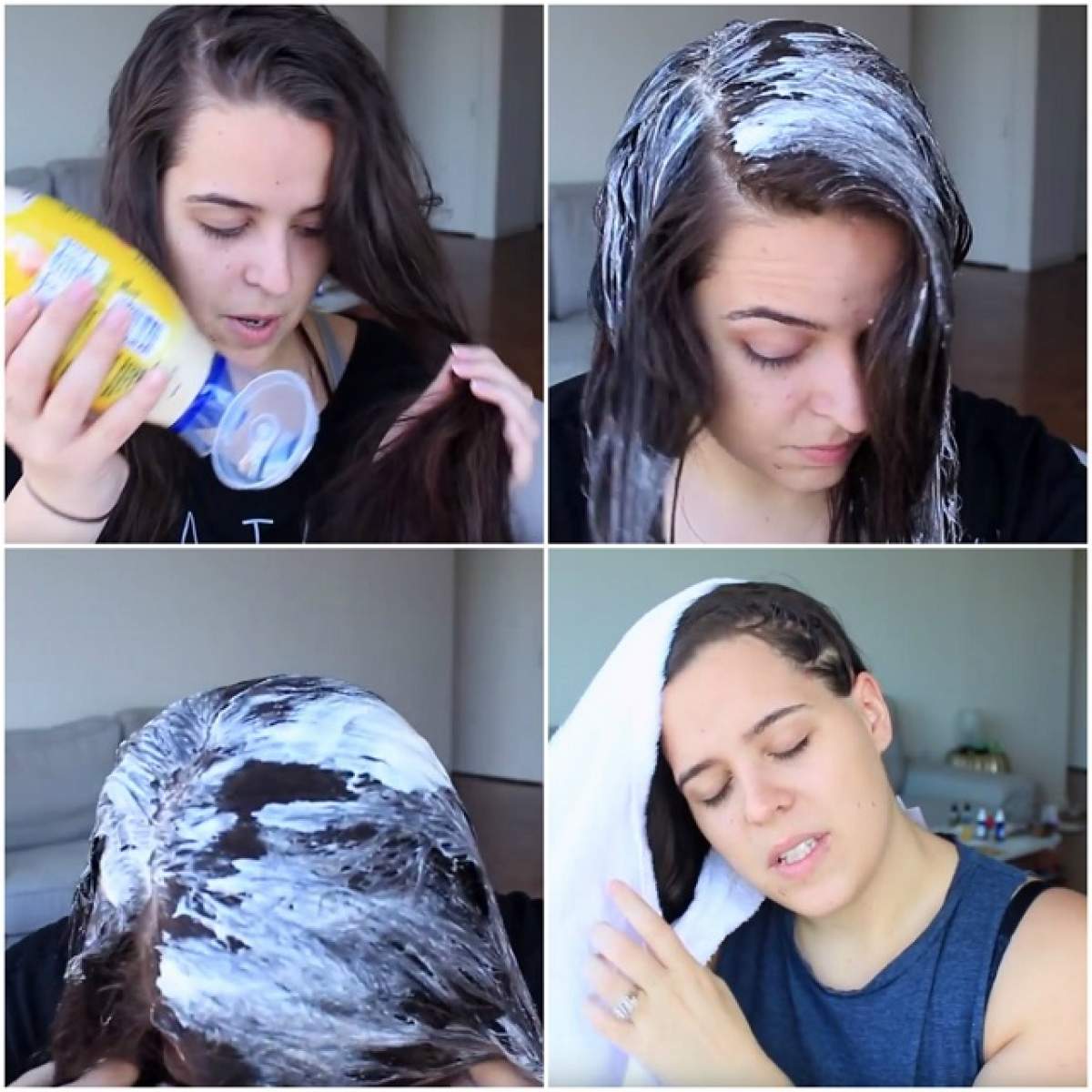 VIDEO / Şi-a pus maioneză în tot părul şi a folosit-o pe post de balsam! Cum i-a arătat părul după