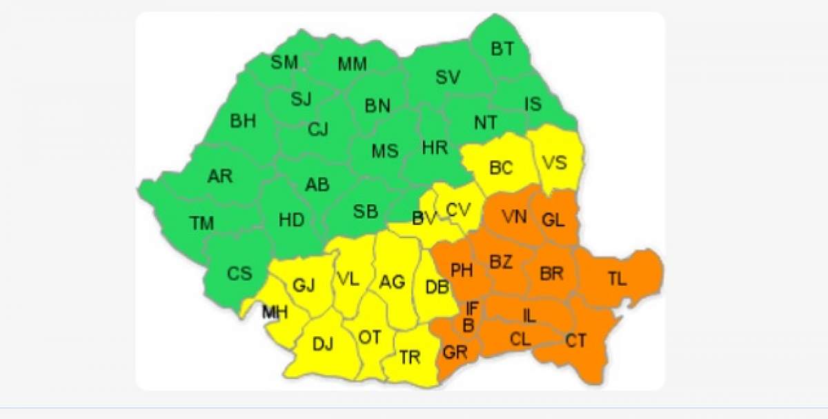 Brrr! Vremea se schimbă radical! COD PORTOCALIU de NINSORI, VISCOL şi VÂNT