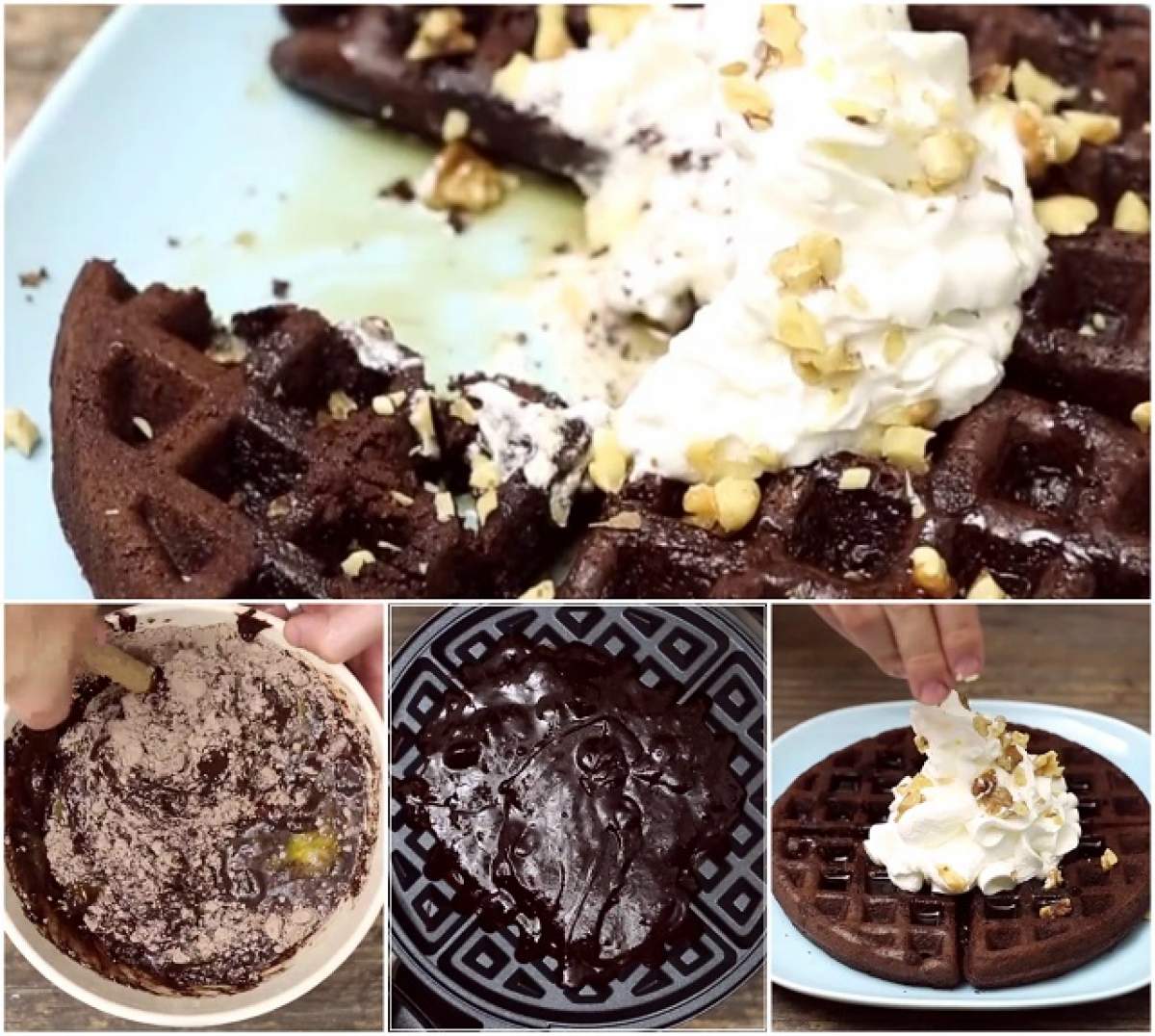 VIDEO / REŢETA ZILEI: LUNI - Desertul absolut DELICIOS care se va topi odată cu tine! Cum să prepari vafe de ciocolată