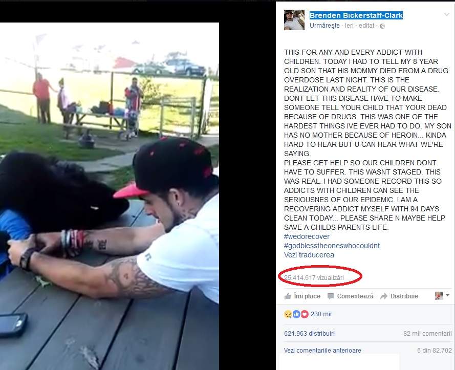 VIDEO / Dincolo de cuvinte! Peste 25 de milioane de oameni, în lacrimi după ce au urmărit imaginile. Un copil de 8 ani află că mama a murit din cauza unei supradoze