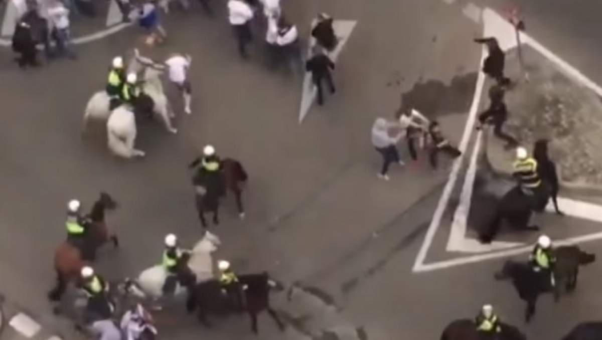 VIDEO / Nebunie în Spania! Ultraşii Legiei Varşovia au făcut prăpăd la Madrid!