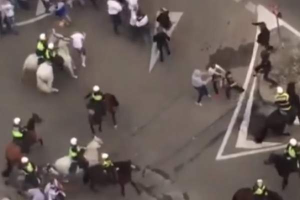 VIDEO / Nebunie în Spania! Ultraşii Legiei Varşovia au făcut prăpăd la Madrid!