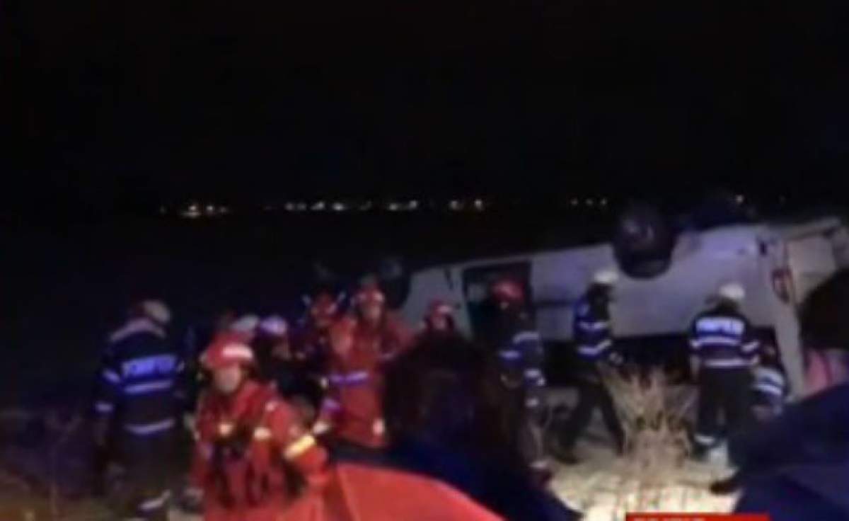 VIDEO / Accident violent la intrare în Braşov! 7 oameni au fost răniţi, după ce un microbuz s-a răsturnat