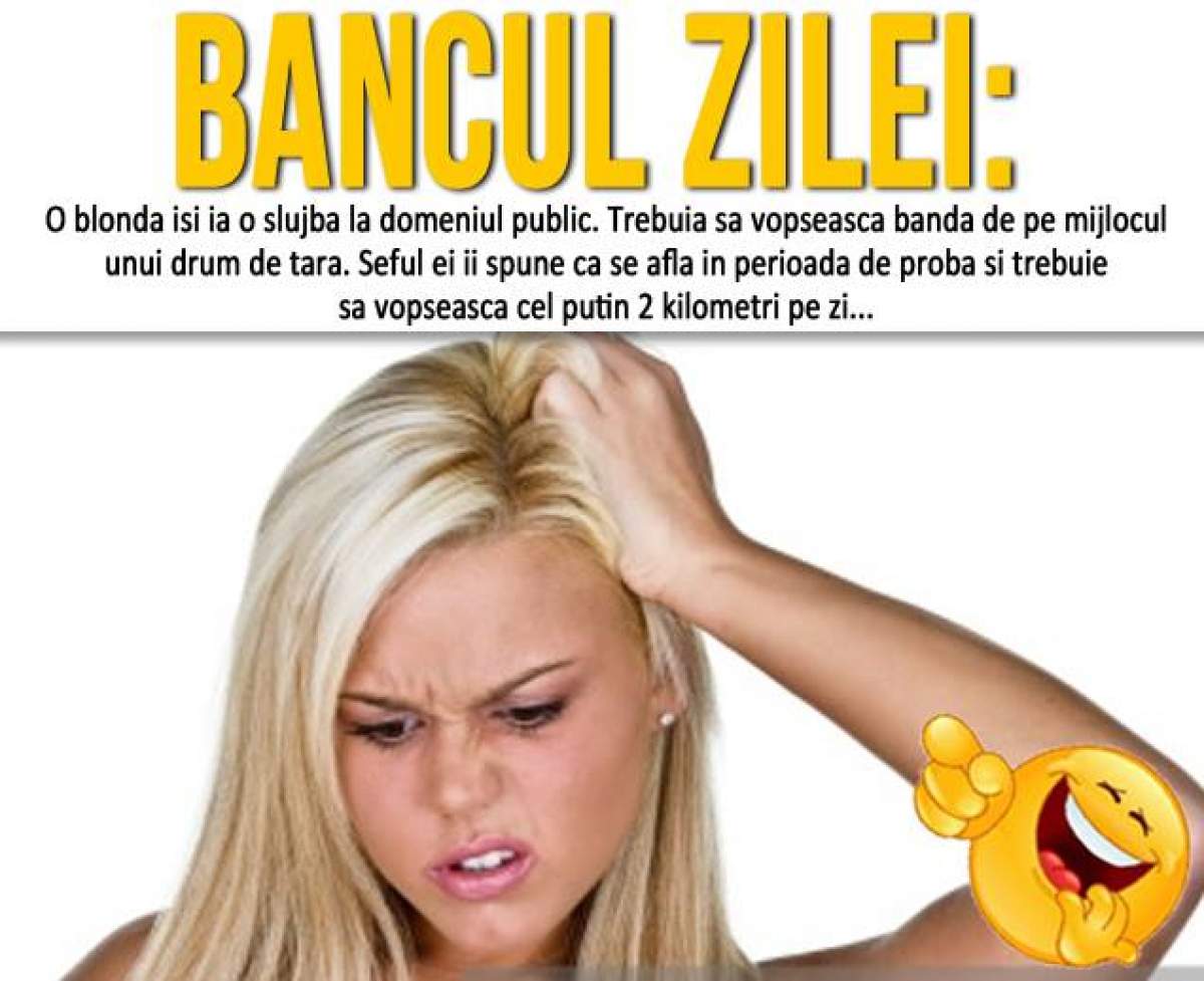 BANCUL ZILEI: LUNI- O blondă îşi ia o slujbă la domeniul public