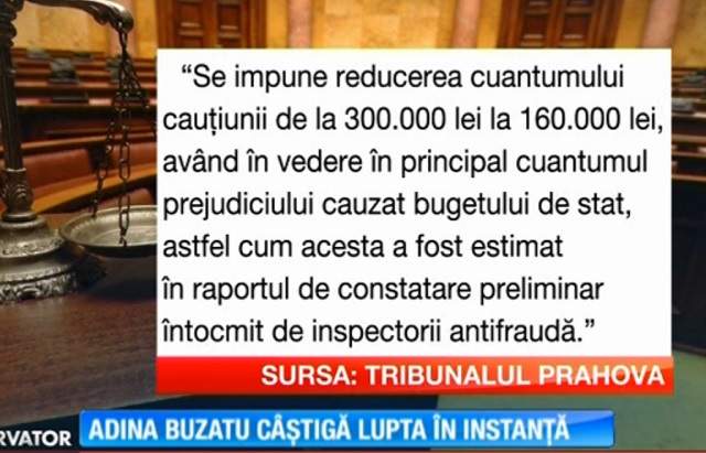 VIDEO / Adina Buzatu câştigă lupta în instanţă! Cât trebuie să plătească pentru a scăpa de control judiciar