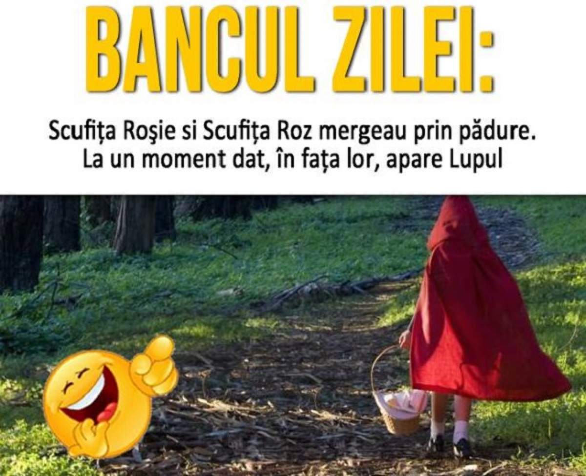 BANCUL ZILEI - MARŢI: Scufiţa Roşie si Scufiţa Roz mergeau prin pădure...