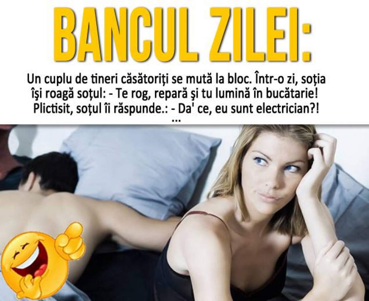 BANCUL ZILEI - DUMINICĂ: Un cuplu de tineri căsătoriţi se mută la bloc. Într-o zi...