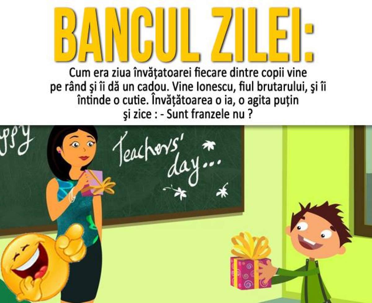 BANCUL ZILEI – MARŢI: Cum era ziua învăţatoarei, fiecare dintre copii vine pe rând şi îi dă un cadou...