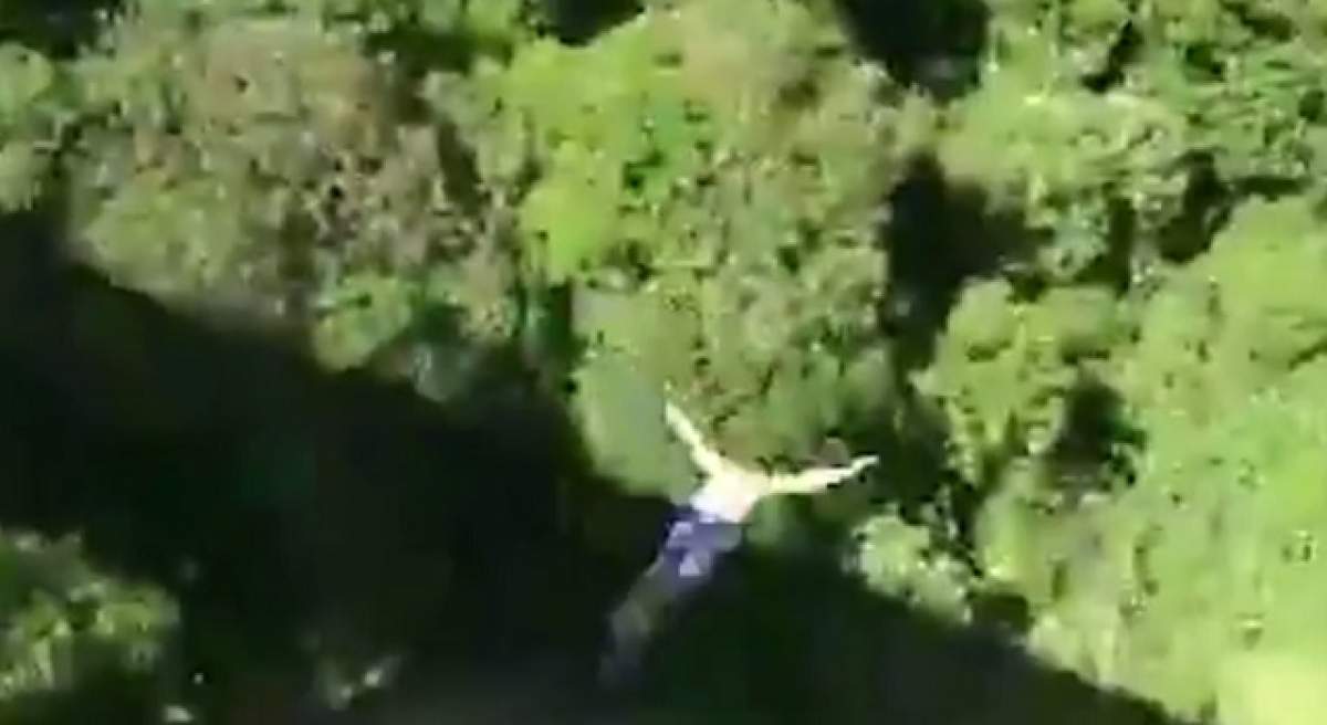 VIDEO /  A vrut să facă bungee-jumping, dar coarda era prea lungă! Impactul a fost mortal