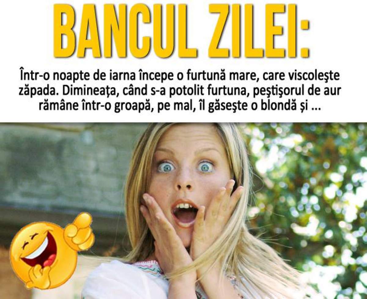 BANCUL ZILEI – Marţi: „Într-o noapte de iarna începe o furtună mare, care viscoleşte zăpada. Dimineaţa, când s-a potolit furtuna, peştişorul de aur...“