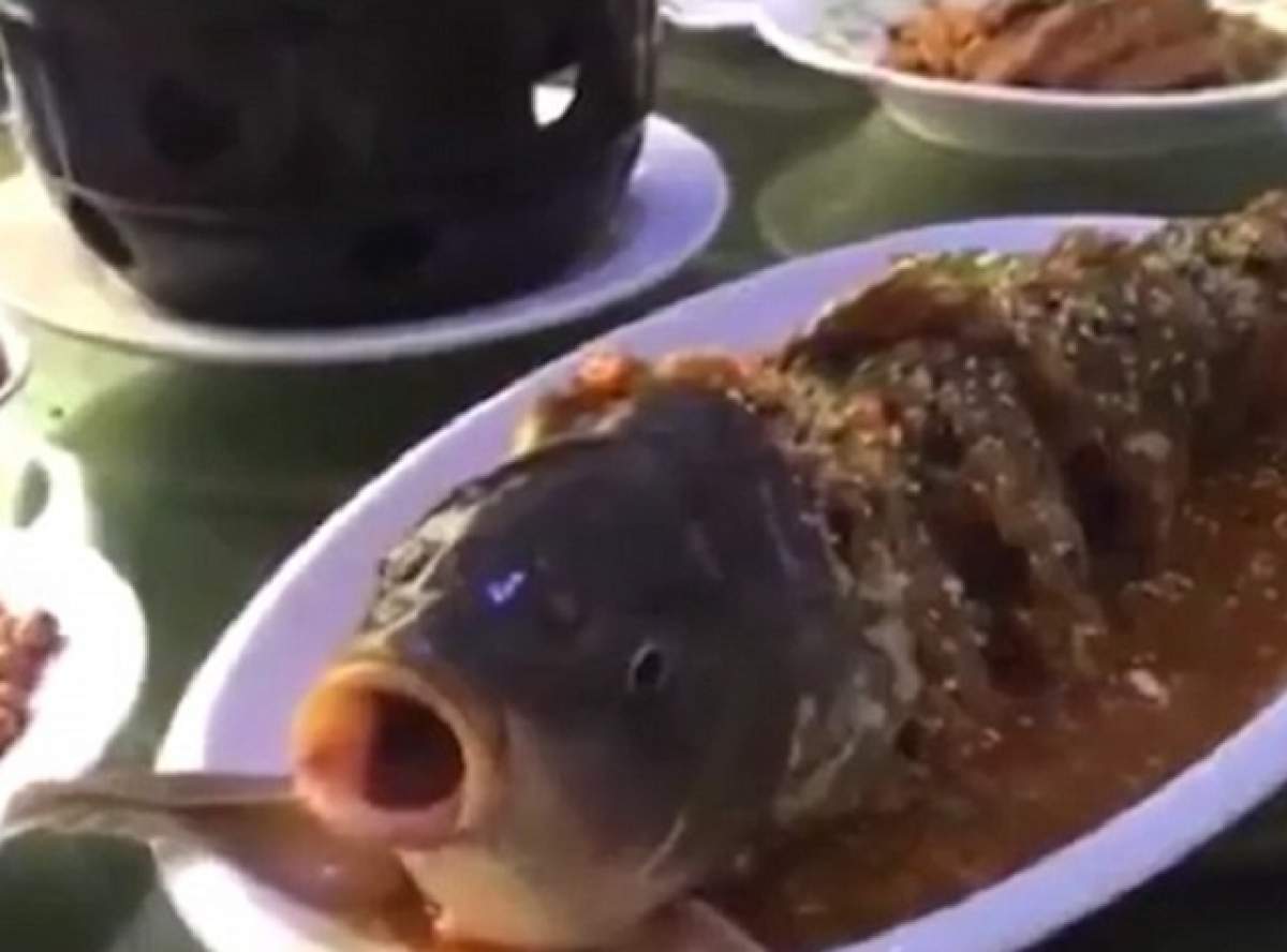 VIDEO / Moment absolut șocant. Un pește învie în farfurie, deși este gătit