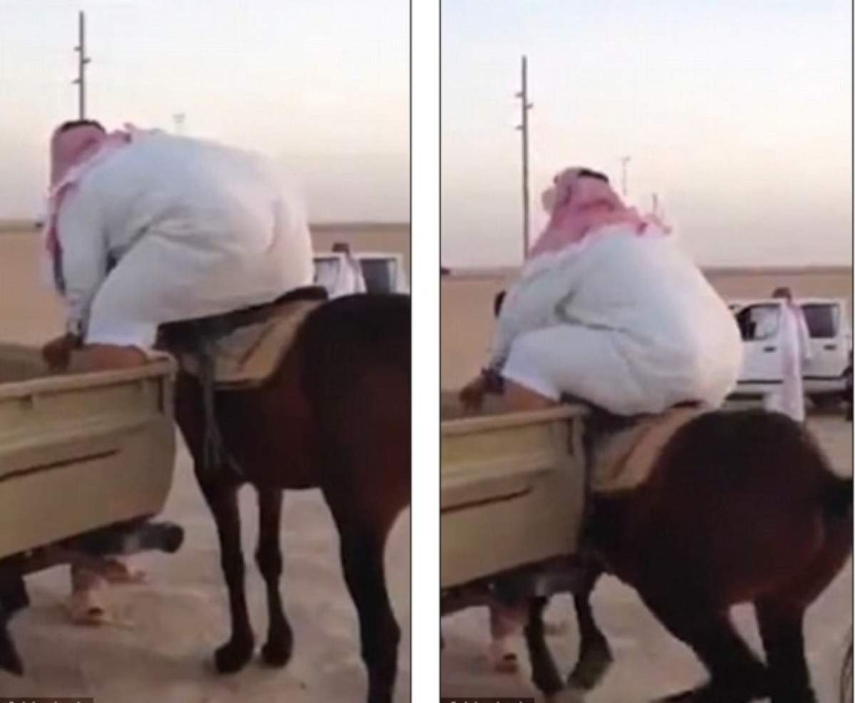 VIDEO / E supraponderal, dar nu s-a gândit la bietul animal! S-a urcat pe cal, iar acesta s-a prăbuşit la pământ! Imaginile fac înconjurul lumii