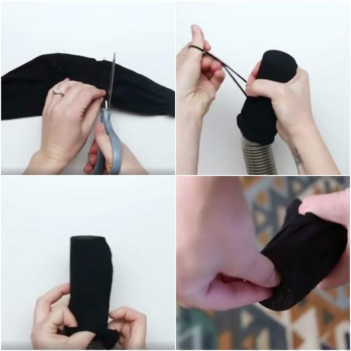 VIDEO / A pus un ciorap pe furtunul de la aspirator şi a dat cu el prin casă! Ce a găsit în el după te va convinge s-o faci şi tu