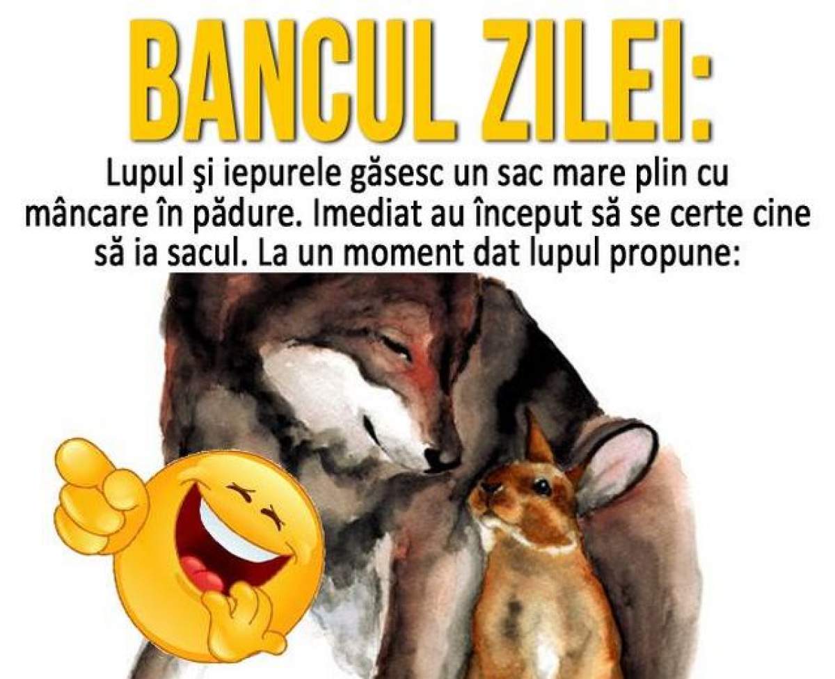 BANCUL ZILEI  - MARȚI: Lupul și iepurele găsesc un sac mare plin cu mâncare în pădure...