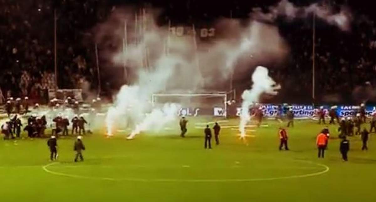 VIDEO / Fotbalul a murit în Grecia! Scene de groază surprinse pe un stadion elen!