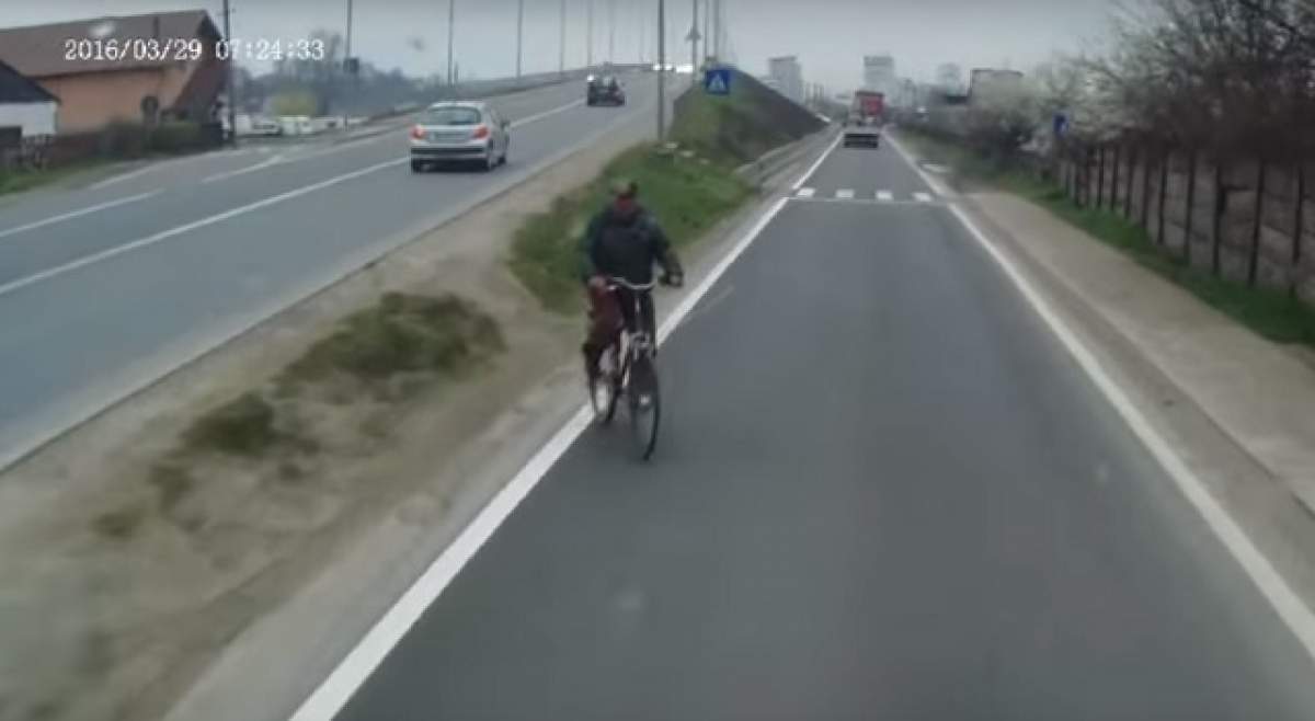 VIDEO / Biciclist filmat în timp ce era spulberat de TIR!