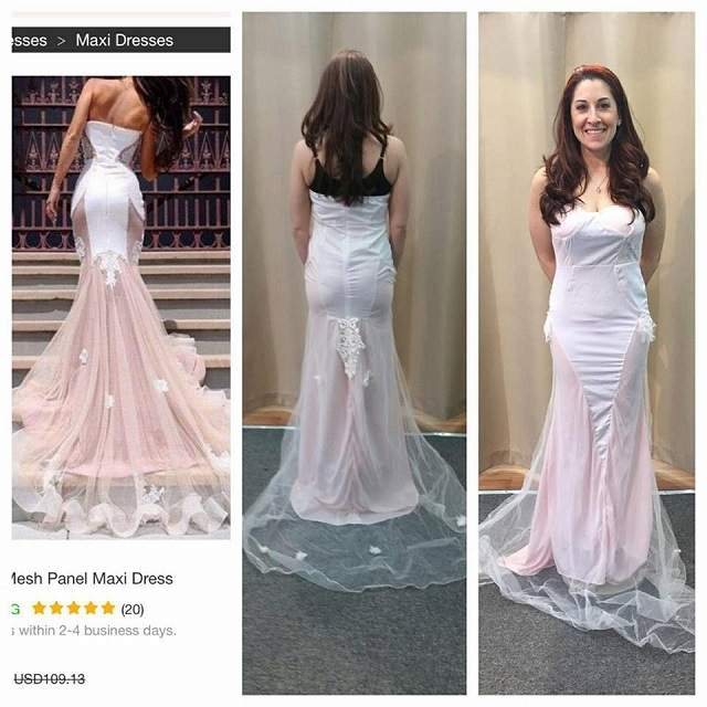 FOTO / Şi-a comandat rochia mult visată pe internet, dar a regretat aprig această decizie! Ce "cârpă" a primit o tânără e incredibil