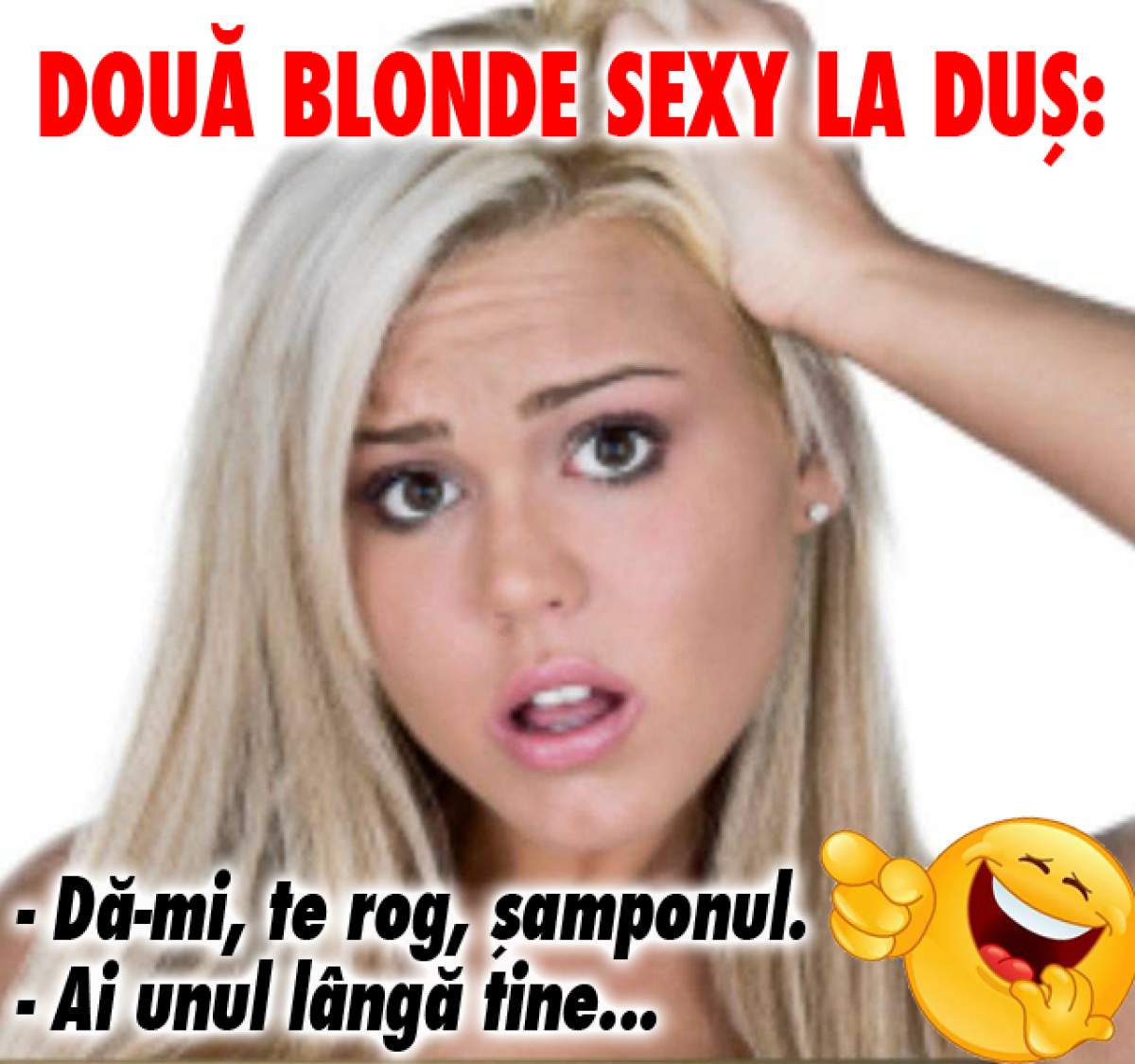 Bancul zilei: "Două blonde sexy la duş. - Dă-mi, te rog..."