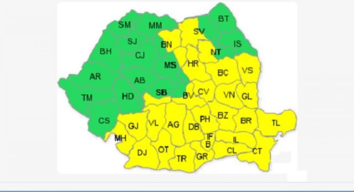 Atenţionare COD GALBEN de ploi, intensificări ale vântului şi ninsori