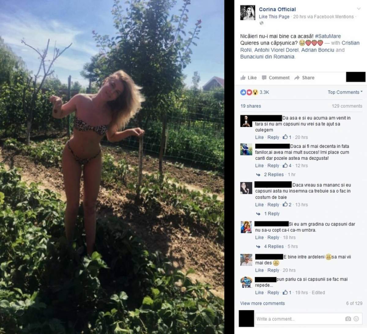 FOTO / A uitat de inhibiţii şi şi-a etalat "căpşunicile"! Corina Bud a vrut să fie sexy, dar a fost taxată: "Mă dezgustă!"