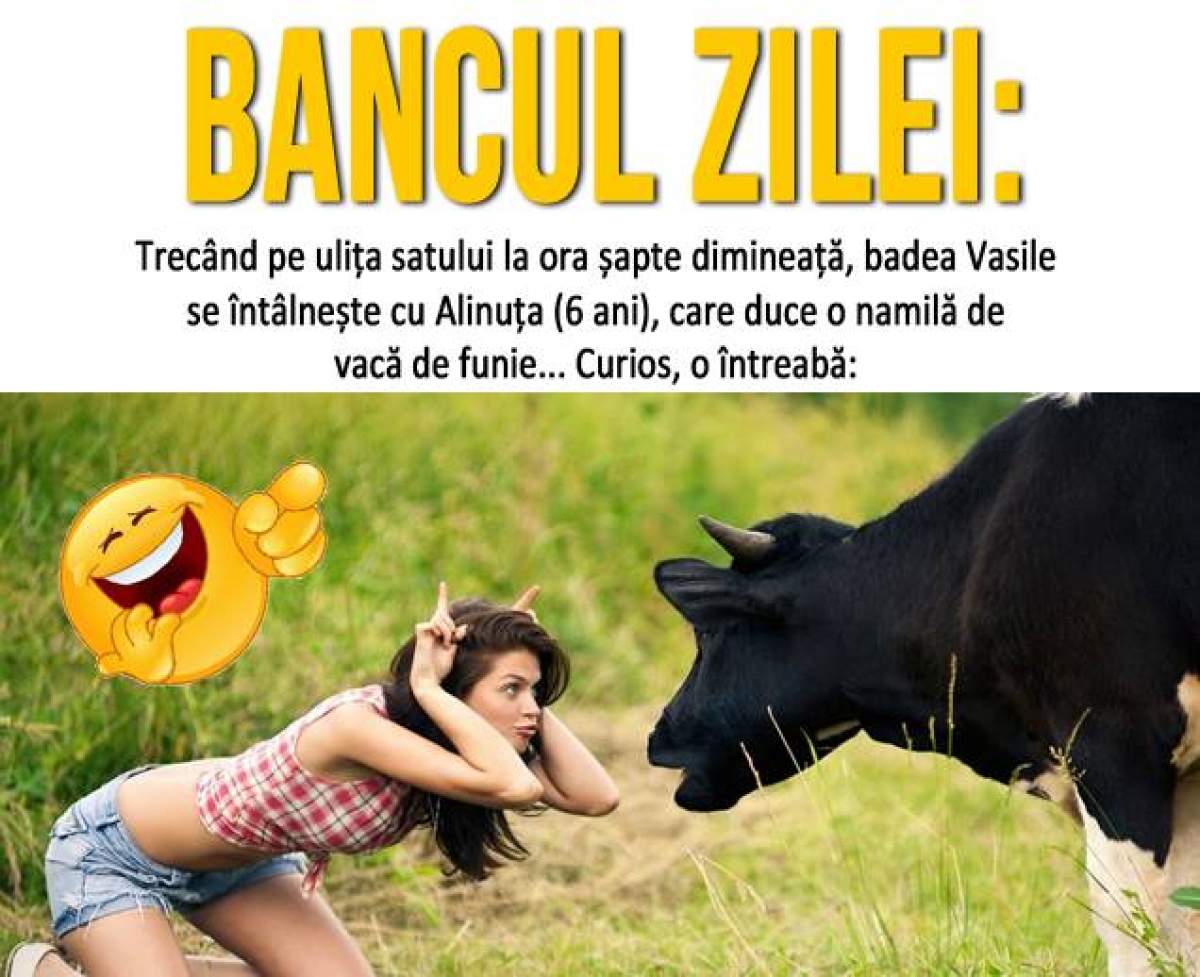 Bancul zilei: Trecând pe ulița satului la ora șapte dimineață, badea Vasile se întâlnește cu Alinuța...