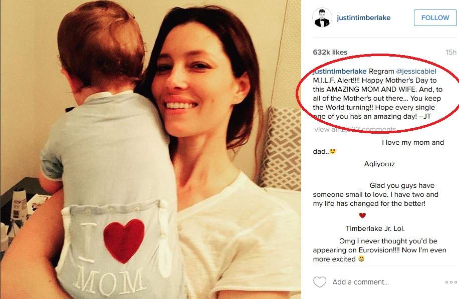 Justin Timberlake a lansat "M.I.L.F" ALERT pentru Jessica Biel de Ziua Mamei! Declaraţia de dragoste a artistului a făcut înconjurul lumii