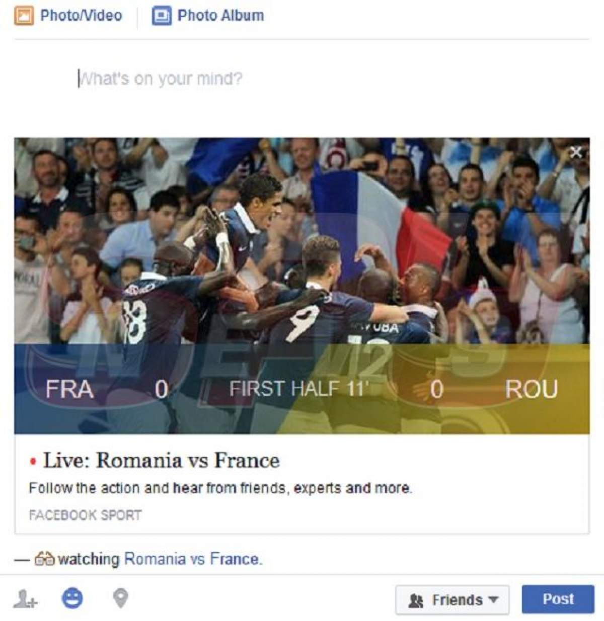 Odată ce a început meciul Franţa - România, Facebook-ul s-a schimbat! Ce-ţi va apărea când îl vei deschide