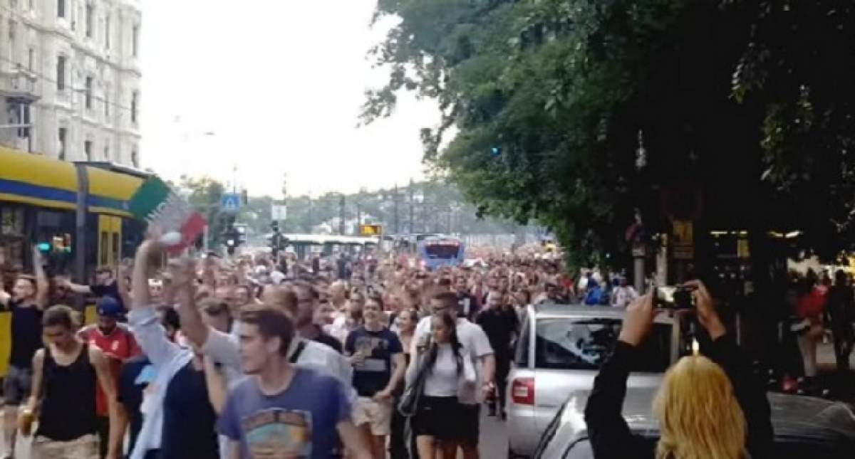 VIDEO / Nebunie la Budapesta, după succesul obţinut de Ungaria în faţa Austriei! Zeci de mii de fani au ieşit pe străzi