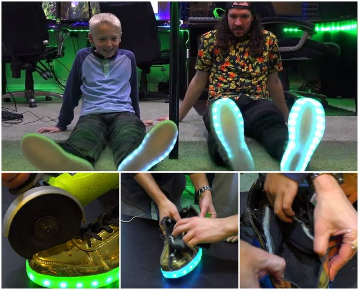 VIDEO / Şi-au luat inima în dinţi şi au băgat flexul într-un pantof cu LED! Au avut o surpriză când au văzut ce era în interior