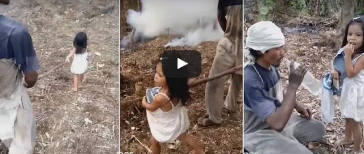 VIDEO / Emoţionant! O fetiţă de 5 ani îşi conduce tatăl orb la muncă zi de zi. Bărbatul se ţine de un băţ şi o urmează încrezător pe copilă