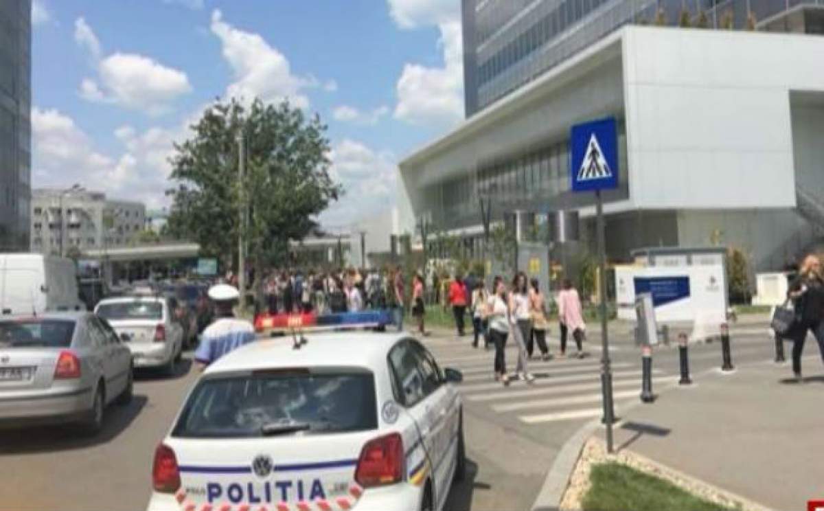 VIDEO / Alertă cu bombă, în Bucureşti, la o clădire de birouri. UN SUSPECT a FOST PRINS