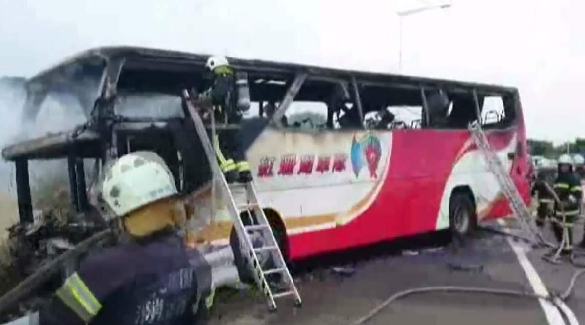 VIDEO / Cel puţin 26 de morţi, după ce un autocar cu turişti din China a luat foc în Taiwan