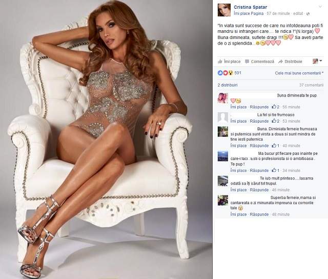 Cristina Spătar se "vinde" bine după divorţ! Artista şi-a scos silicoanele la înaintare şi a pozat într-un body transparent