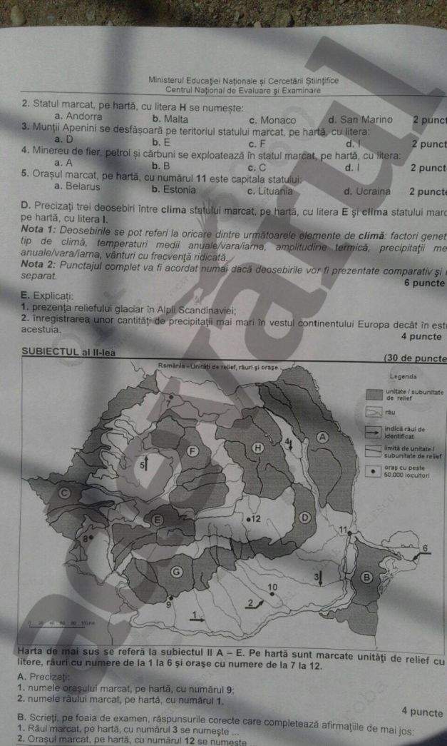 FOTO / Ultima zi de BACALAUREAT 2016! Astea sunt SUBIECTELE primite de elevi la probele de Geografie şi Biologie. Tu ştii să le rezolvi?