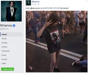 Rihanna, fotografie cu o româncă pe Facebook: "Cât de tare, să te pună Rihanna pe Facebook!"