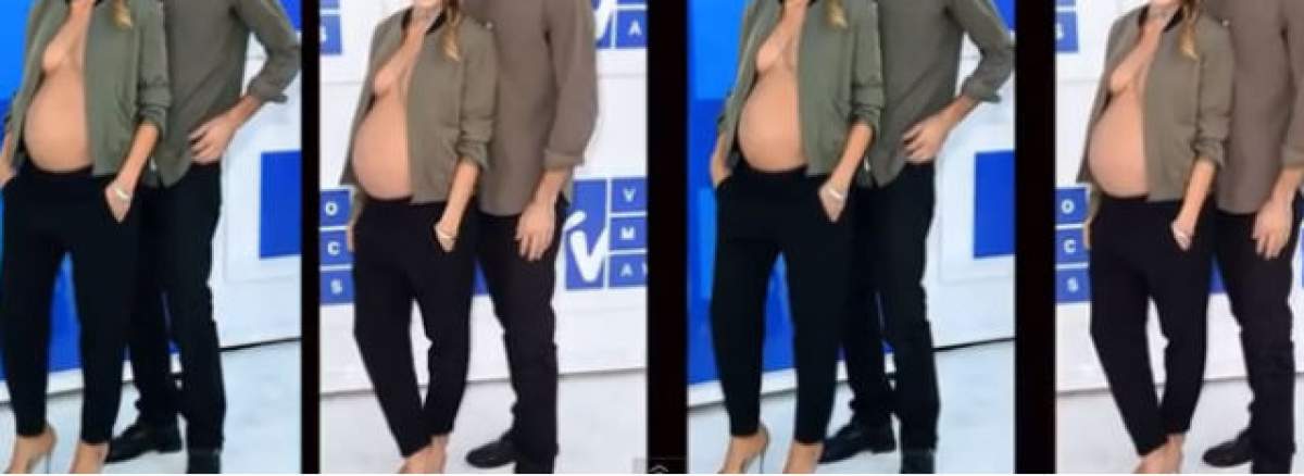 VIDEO & FOTO / Ce apariție curajoasă! Însărcinată, o vedetă a pășit TOPLESS pe covorul roșu, dar la braț cu logodnicul ei